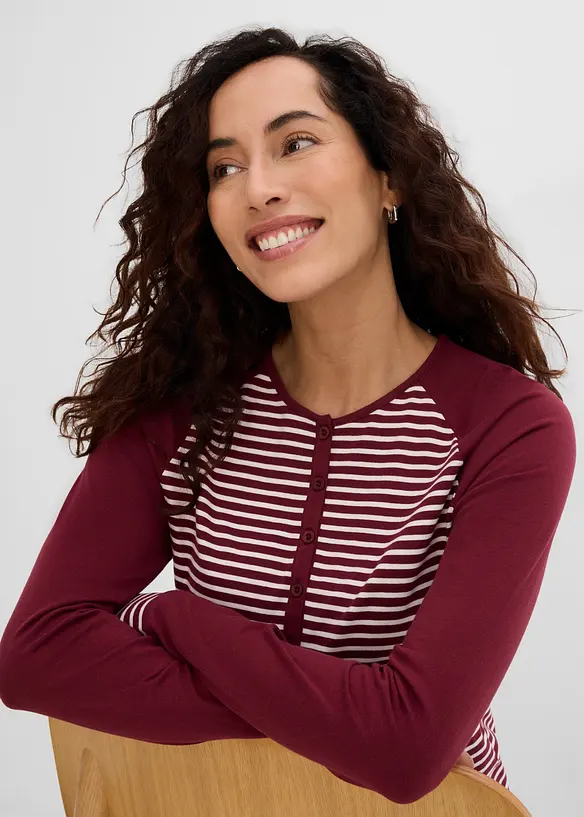 Raglanshirt aus elastischem Bio-Baumwoll-Mix, bonprix