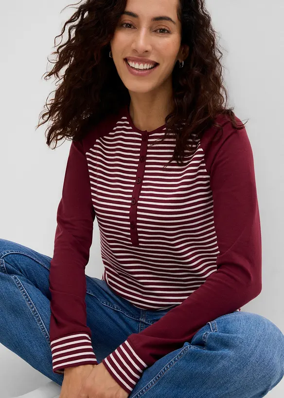 Raglanshirt aus elastischem Bio-Baumwoll-Mix, bonprix