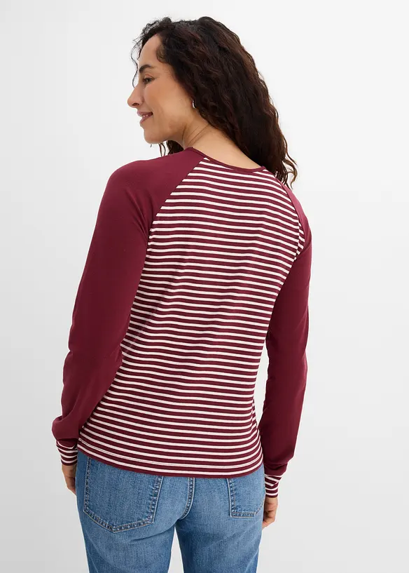 Raglanshirt aus elastischem Bio-Baumwoll-Mix, bonprix