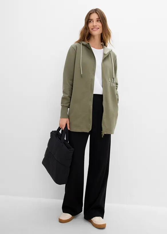 Long gilet zipp&eacute; en sweat &eacute;pais, bonprix