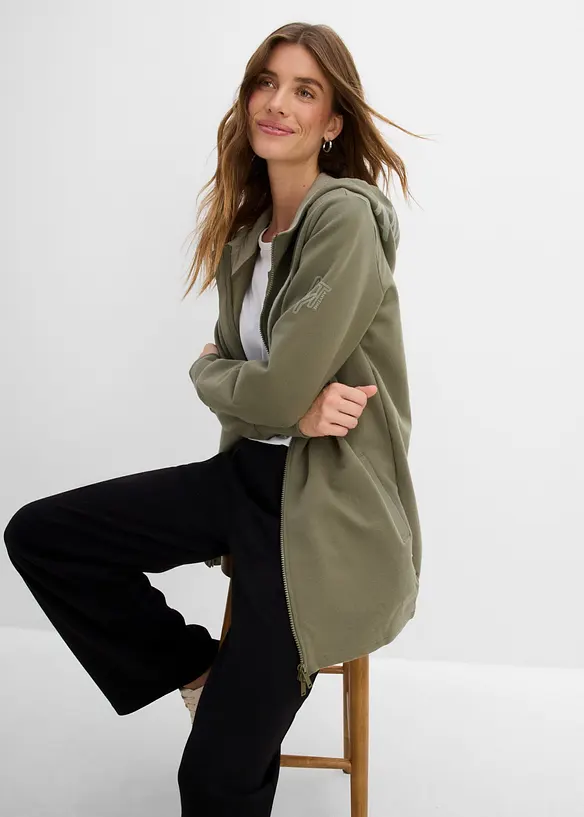 Long gilet zipp&eacute; en sweat &eacute;pais, bonprix