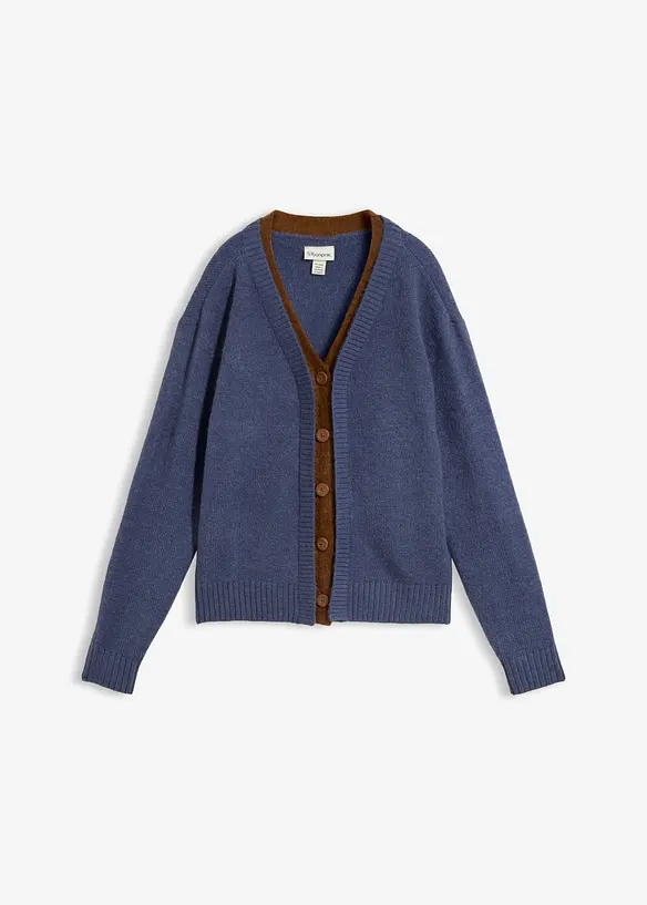 Strickjacke mit Kontrasteins&auml;tzen, bonprix