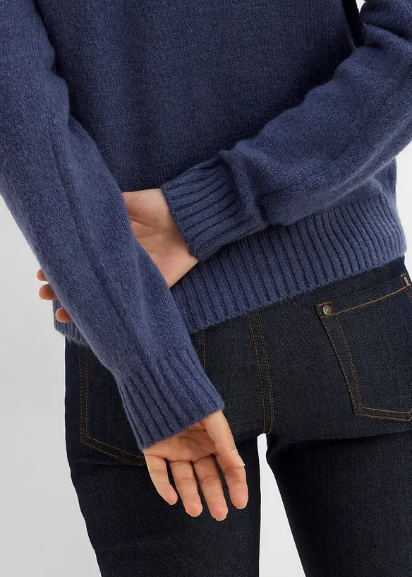 Strickjacke mit Kontrasteins&auml;tzen, bonprix