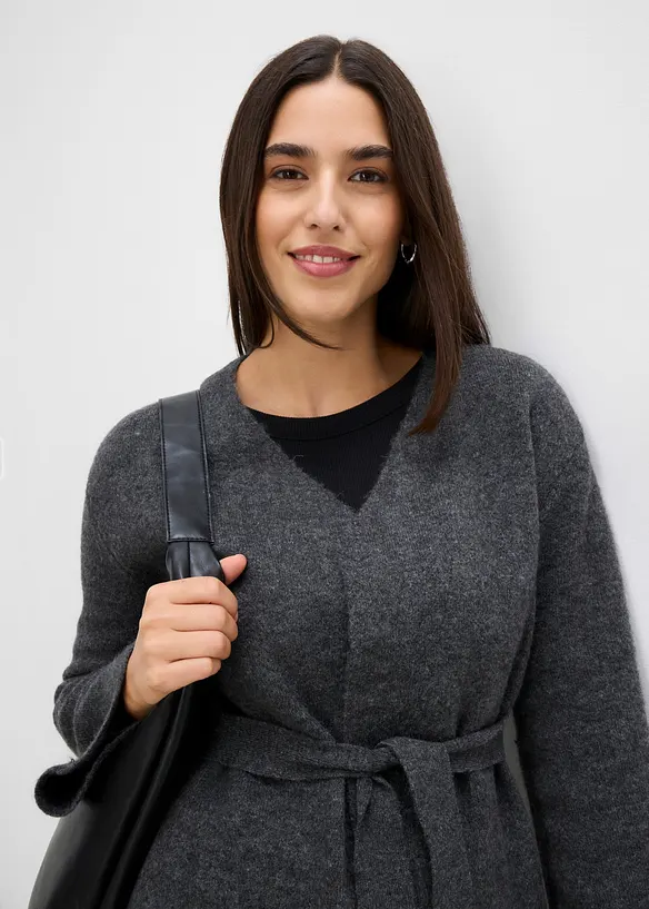 Gilet en maille avec ceinture &agrave; nouer, bonprix