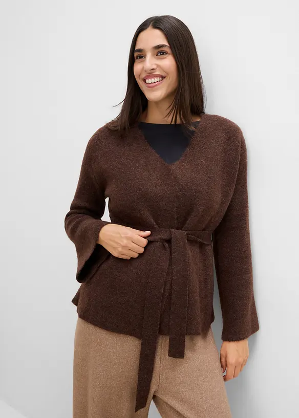 Strickjacke mit Bindeg&uuml;rtel, bonprix