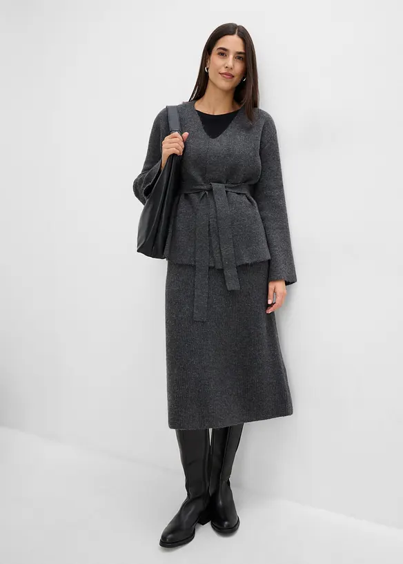 Gilet en maille avec ceinture &agrave; nouer, bonprix