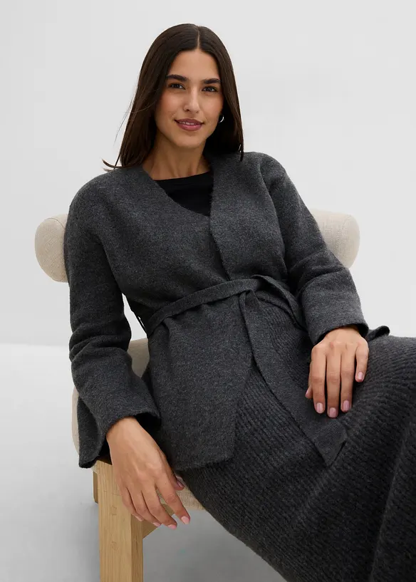 Gilet en maille avec ceinture &agrave; nouer, bonprix