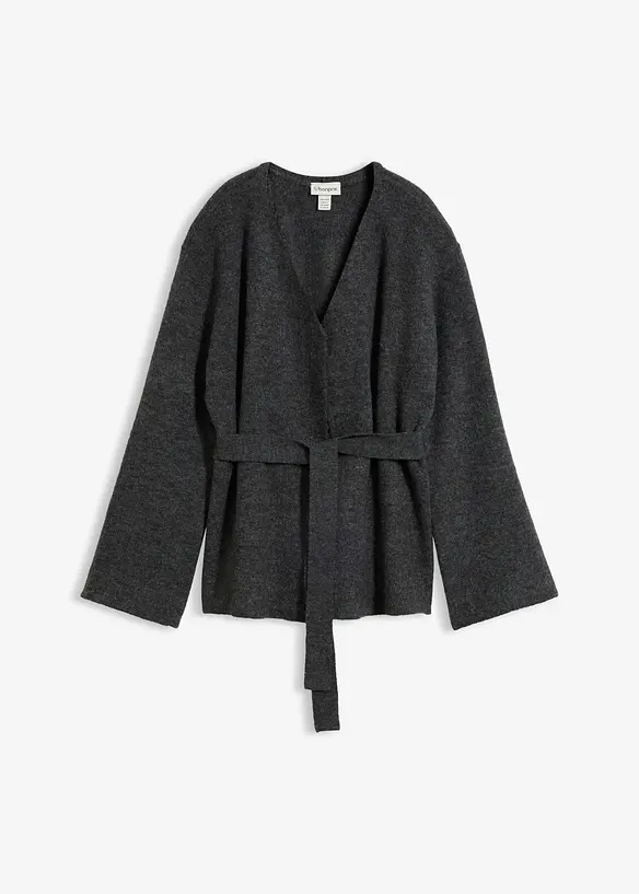 Gilet en maille avec ceinture &agrave; nouer, bonprix