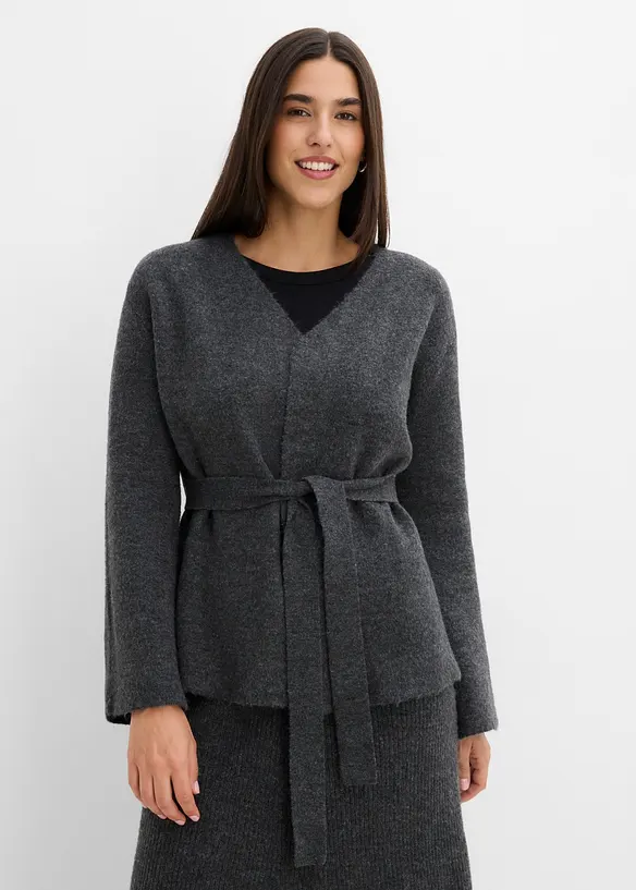 Gilet en maille avec ceinture &agrave; nouer, bonprix