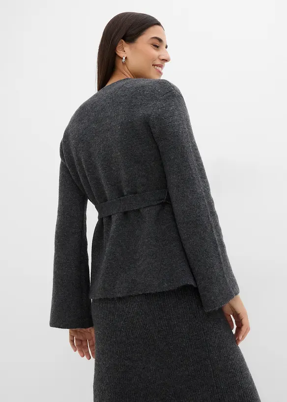 Gilet en maille avec ceinture &agrave; nouer, bonprix