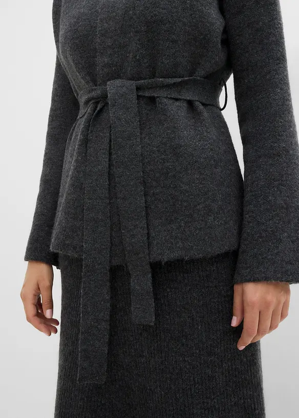 Gilet en maille avec ceinture &agrave; nouer, bonprix