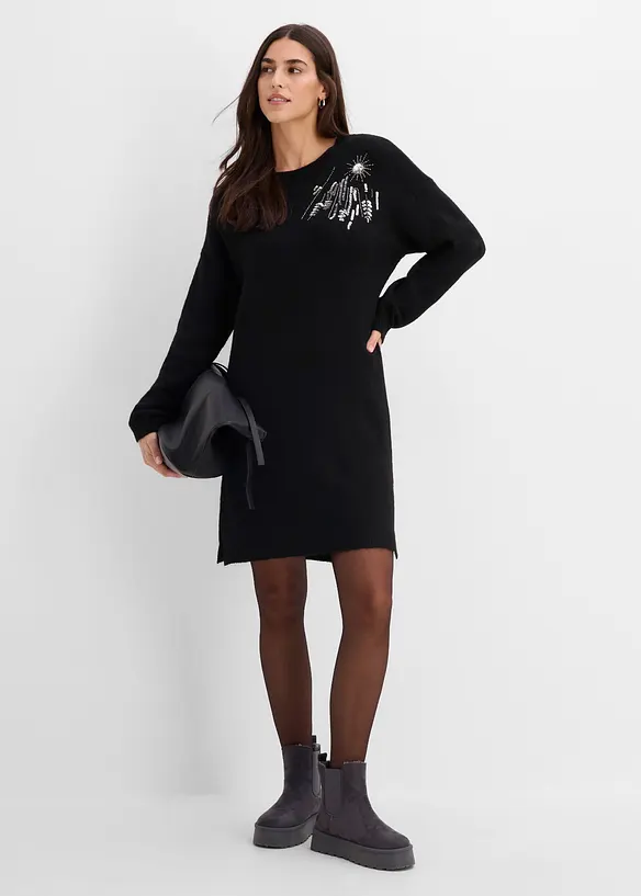 Strickkleid mit Applikation, bonprix