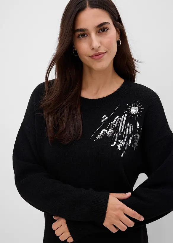 Strickkleid mit Applikation, bonprix