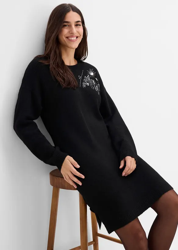 Strickkleid mit Applikation, bonprix