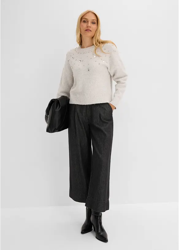 Pull avec applications de strass, bonprix