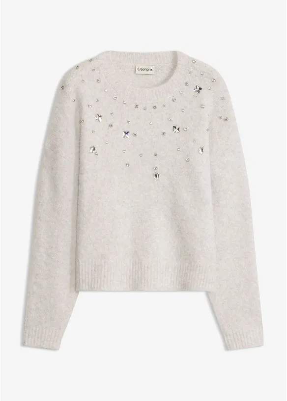 Pull avec applications de strass, bonprix