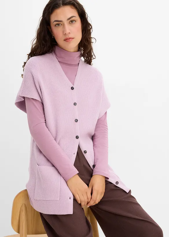 Cape en douce maille c&ocirc;tel&eacute;e, bonprix