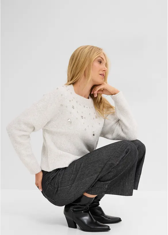 Pull avec applications de strass, bonprix