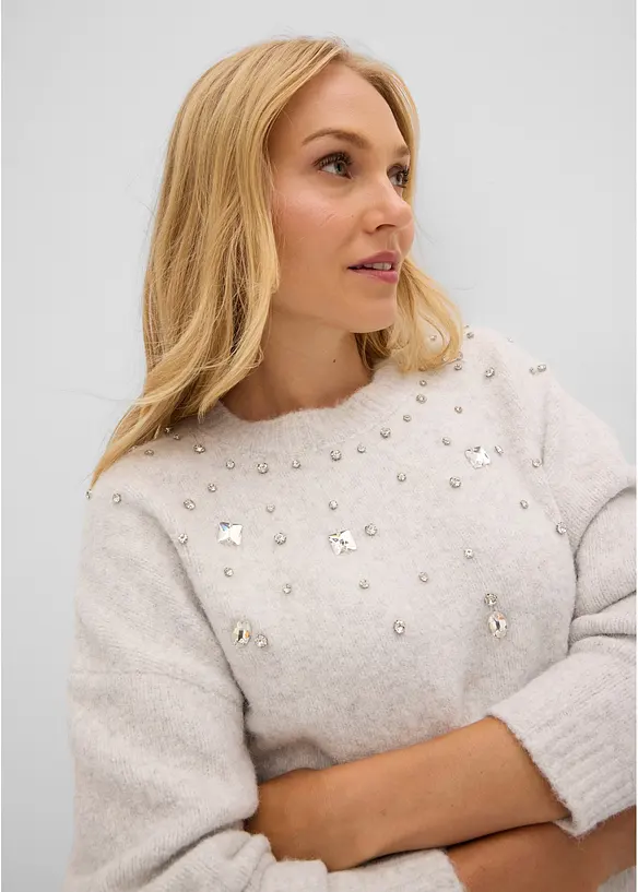Pull avec applications de strass, bonprix