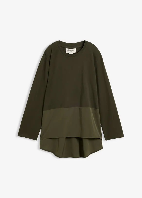 T-shirt manches longues bi-mati&egrave;re, bonprix