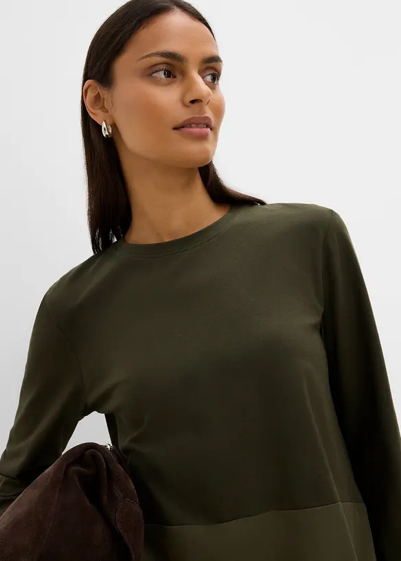 T-shirt manches longues bi-mati&egrave;re, bonprix