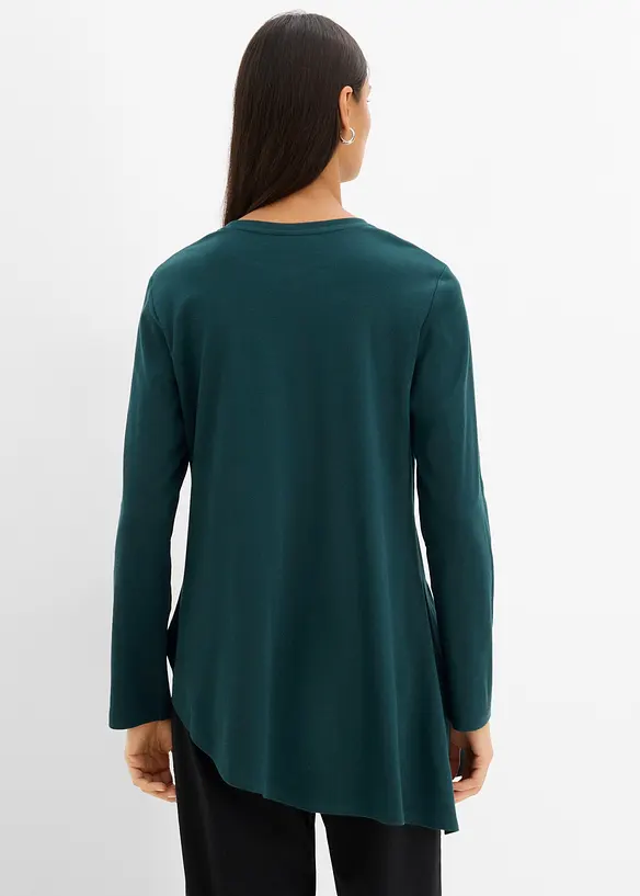 T-shirt asym&eacute;trique &agrave; manches longues, 100% coton, bonprix