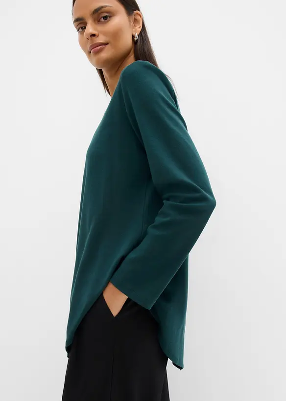 T-shirt asym&eacute;trique &agrave; manches longues, 100% coton, bonprix