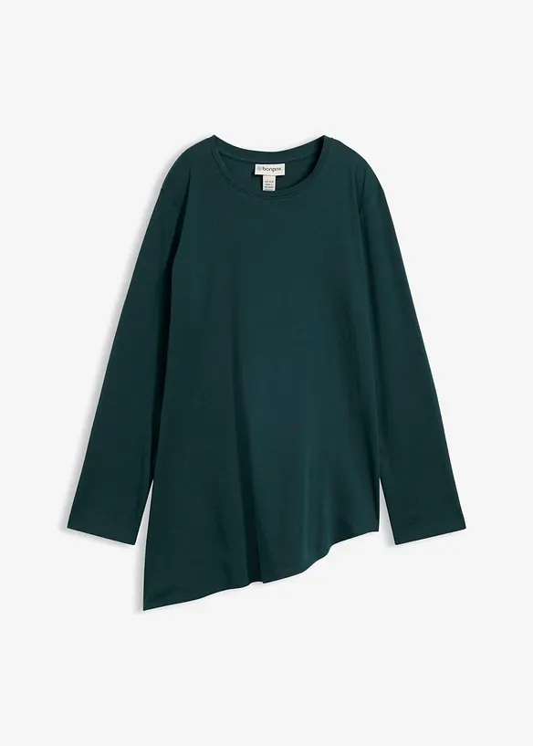 T-shirt asym&eacute;trique &agrave; manches longues, 100% coton, bonprix