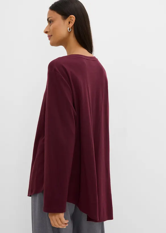 T-shirt asym&eacute;trique &agrave; manches longues, 100% coton, bonprix