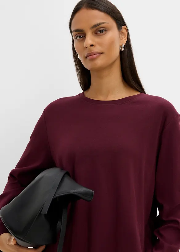 T-shirt asym&eacute;trique &agrave; manches longues, 100% coton, bonprix