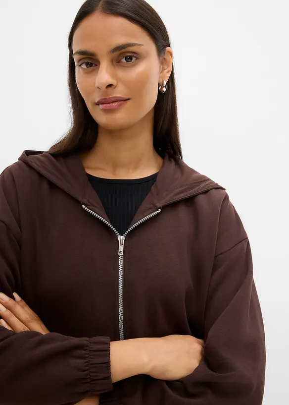 Sweat zipp&eacute; &agrave; capuche, coton majoritaire, bonprix