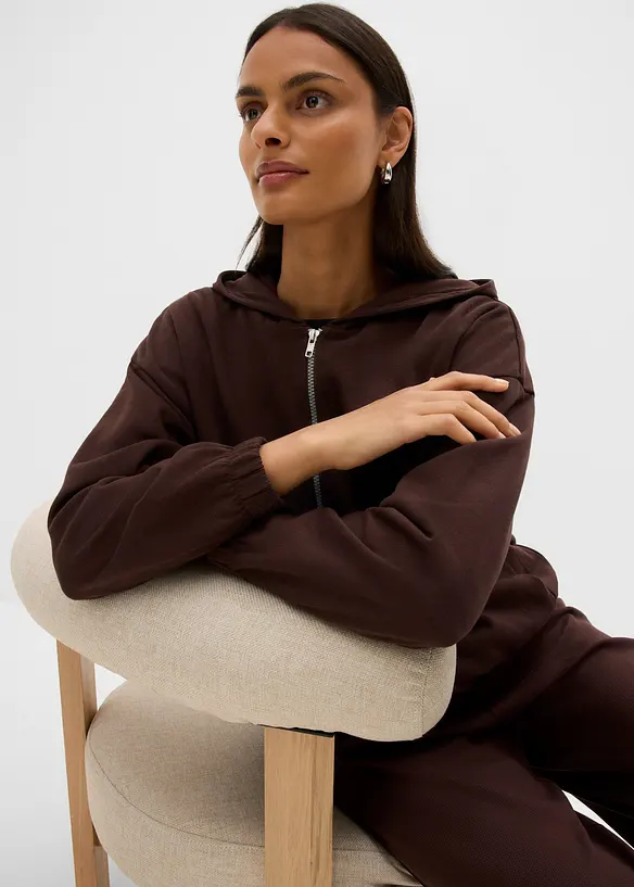 Sweat zipp&eacute; &agrave; capuche, coton majoritaire, bonprix