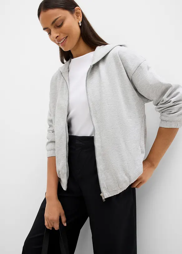 Kapuzen-Sweatjacke aus weichem Baumwoll-Mix, bonprix