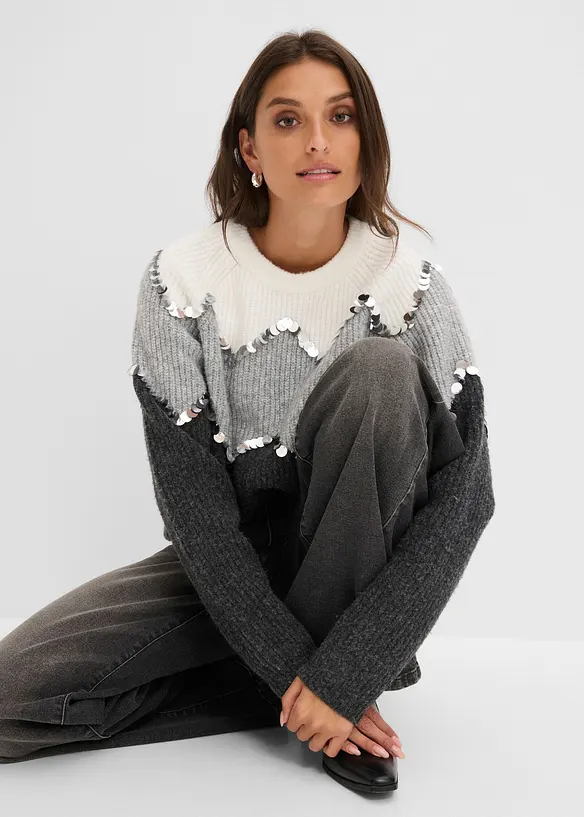 Pullover mit Pailletten-Applikation, bonprix