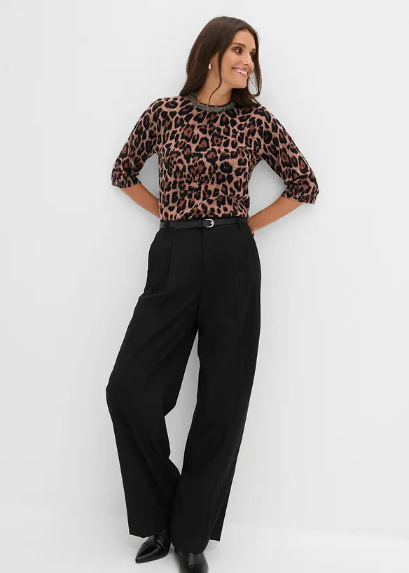 Pull imprim&eacute; en fine maille, bonprix