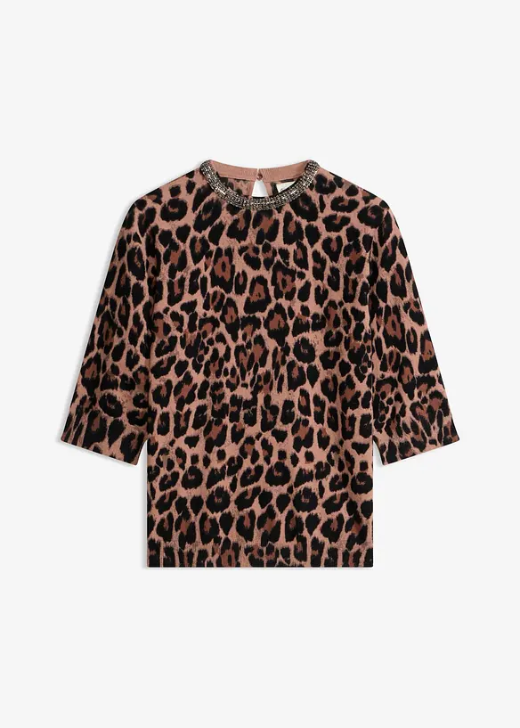 Pull imprim&eacute; en fine maille, bonprix