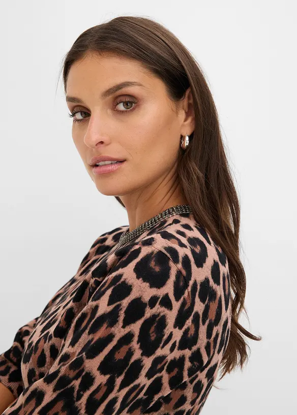 Pull imprim&eacute; en fine maille, bonprix
