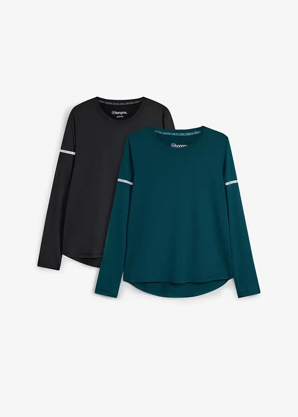 Sport-Shirt mit reflektierenden Details (2er Pack), schnelltrocknend, bonprix