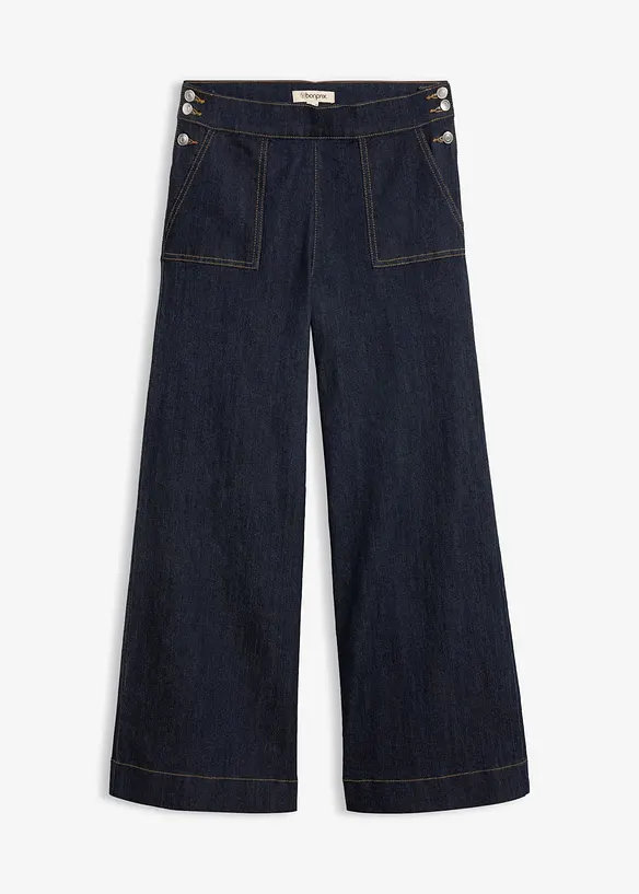 Wide-Leg-Jeans, High Waist mit aufgesetzten Taschen, bonprix