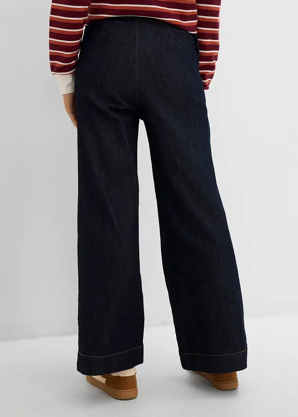 Wide-Leg-Jeans, High Waist mit aufgesetzten Taschen, bonprix