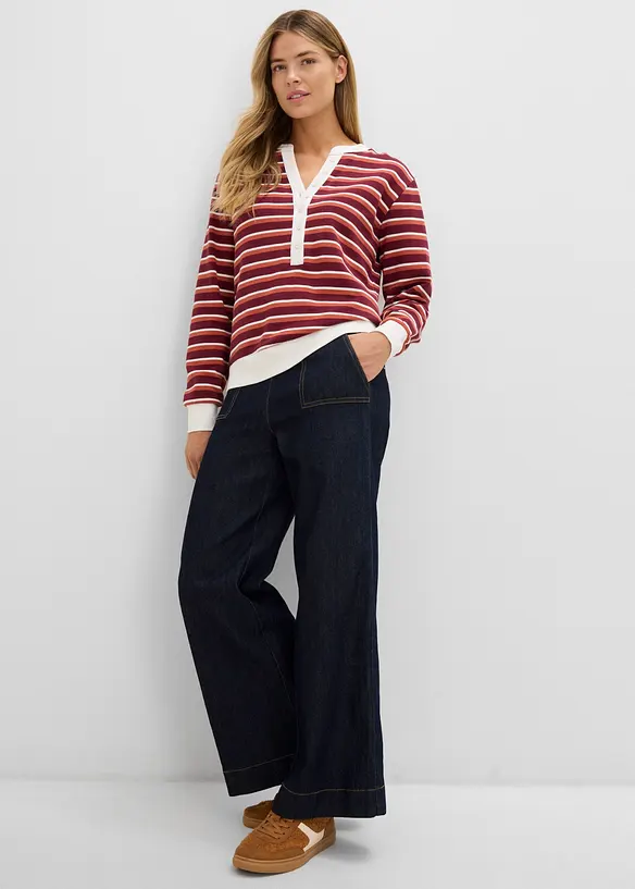 Wide-Leg-Jeans, High Waist mit aufgesetzten Taschen, bonprix