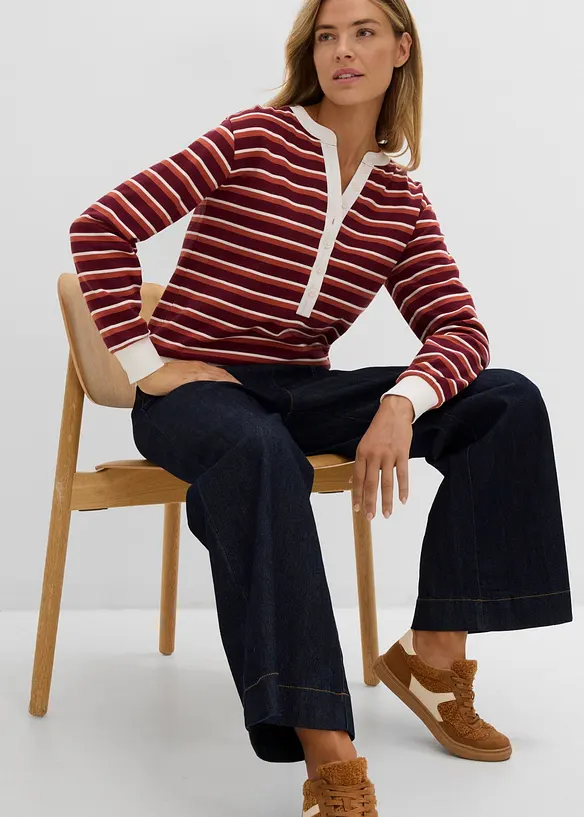 Wide-Leg-Jeans, High Waist mit aufgesetzten Taschen, bonprix