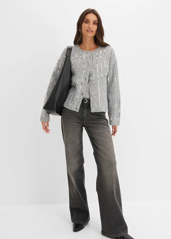 Strickjacke mit Pailletten-Applikation, bonprix