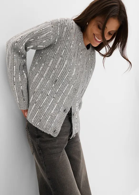 Strickjacke mit Pailletten-Applikation, bonprix