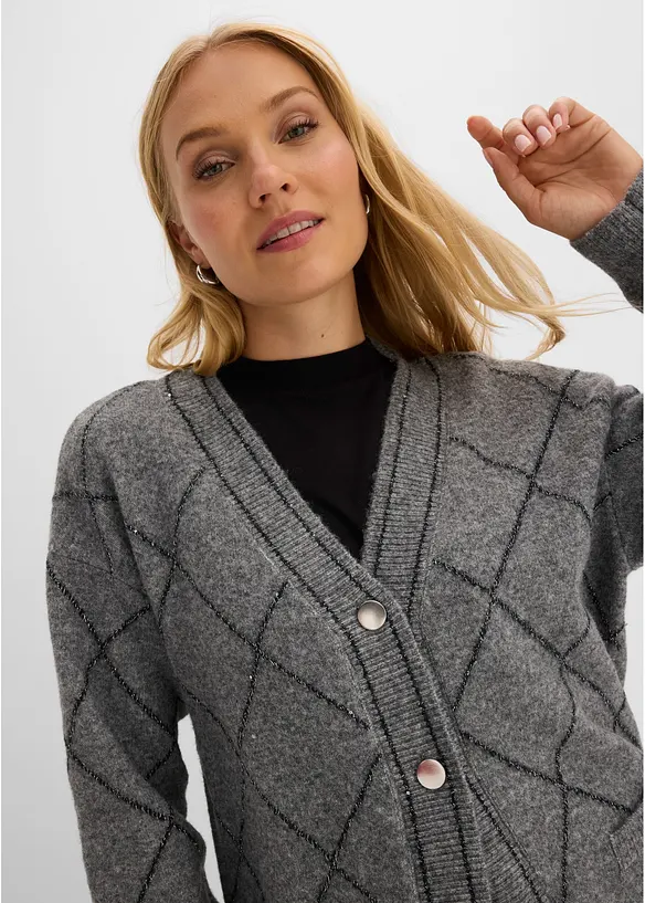 Longstrickjacke mit Glitzereffekt, bonprix