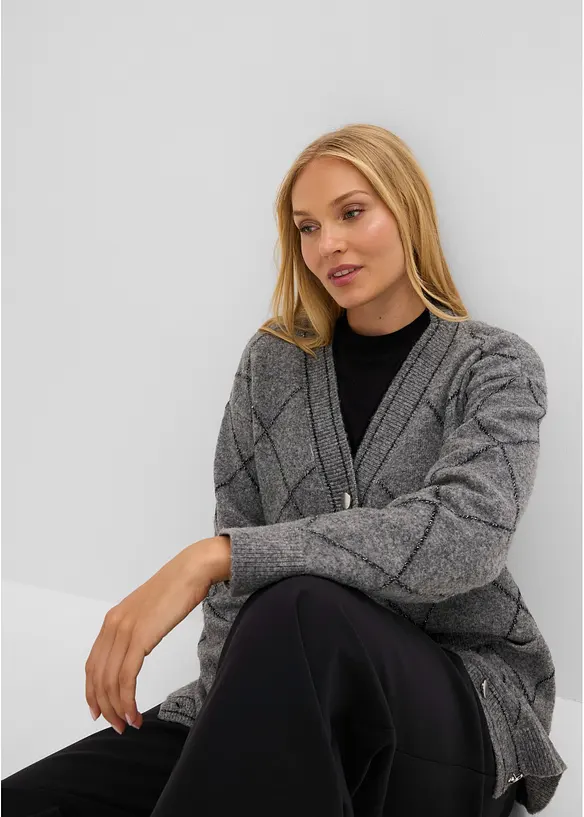 Longstrickjacke mit Glitzereffekt, bonprix
