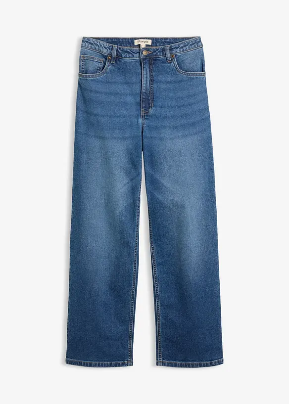 Jean Wide Leg, taille mi-haute avec d&eacute;tails l&eacute;opard, bonprix