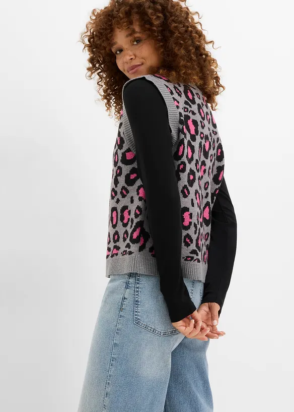 Pull sans manches en maille poilue, bonprix