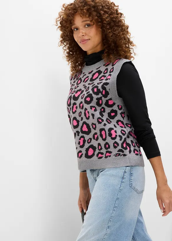 Pull sans manches en maille poilue, bonprix