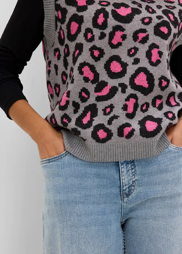 Pull sans manches en maille poilue, bonprix